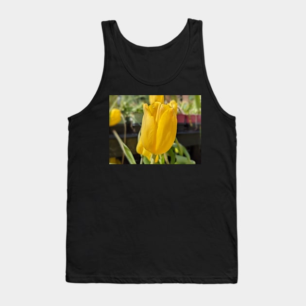 Yellow Tulip Tank Top by AustaArt